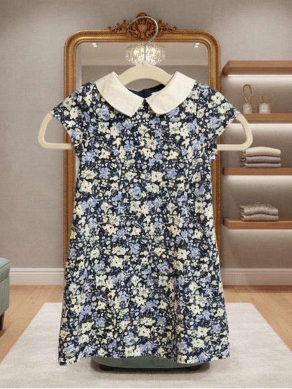 Trotters London Confiture Floral Corduroy Dress 5Y Like New